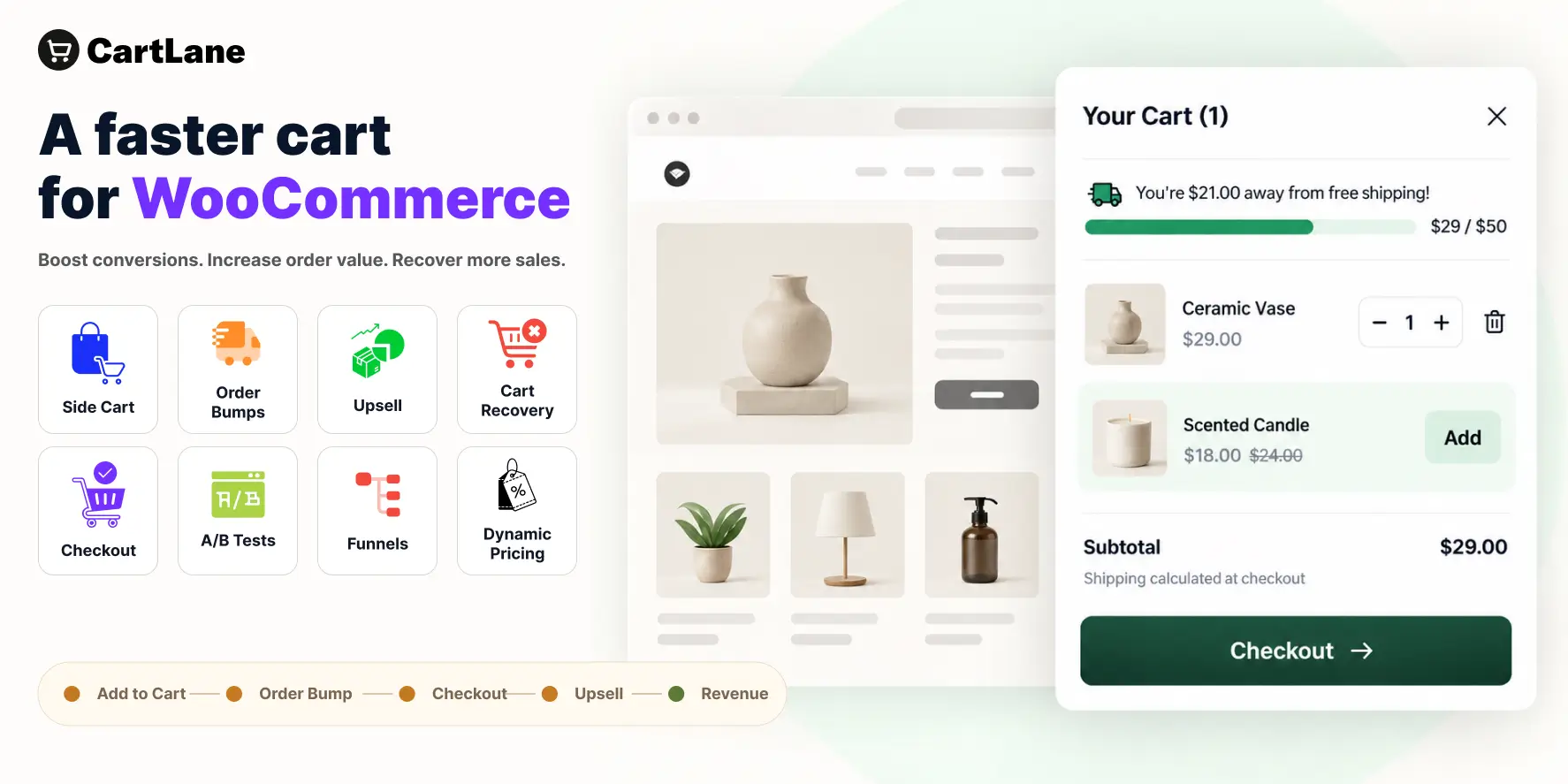 CartLane Pro WooCommerce side cart and upsell plugin preview